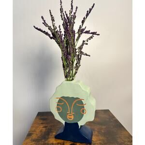 Blue Terracota Face Vase Opal House